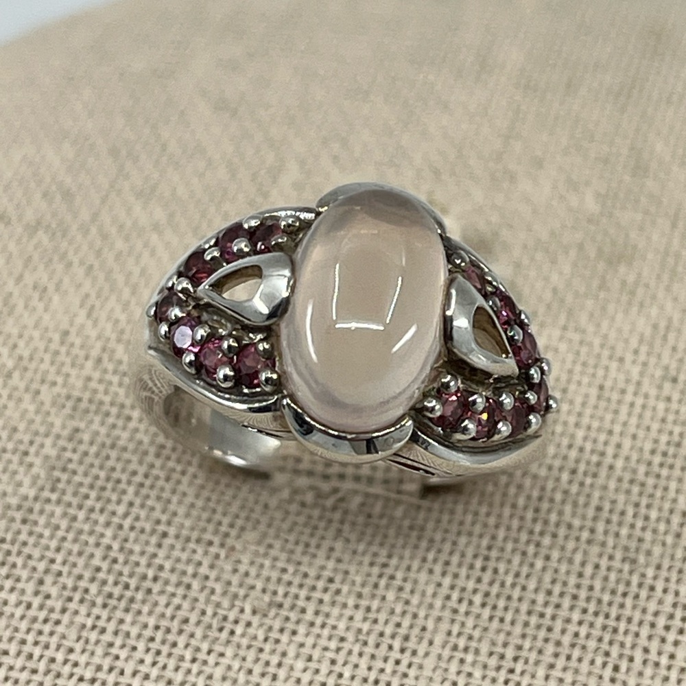 Vintage Sterling Silver Moonstone & Purple Gemstone Ring - Size 7 - Picture 9 of 17